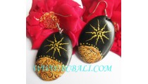 Black Wood Hand Painting Earrings